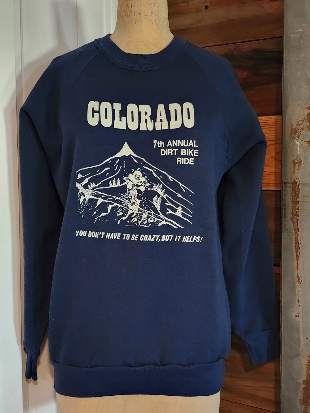 Vintage Colorado 7th Annual Dirt Bike Ride Graphic Crewneck Sweatshirt